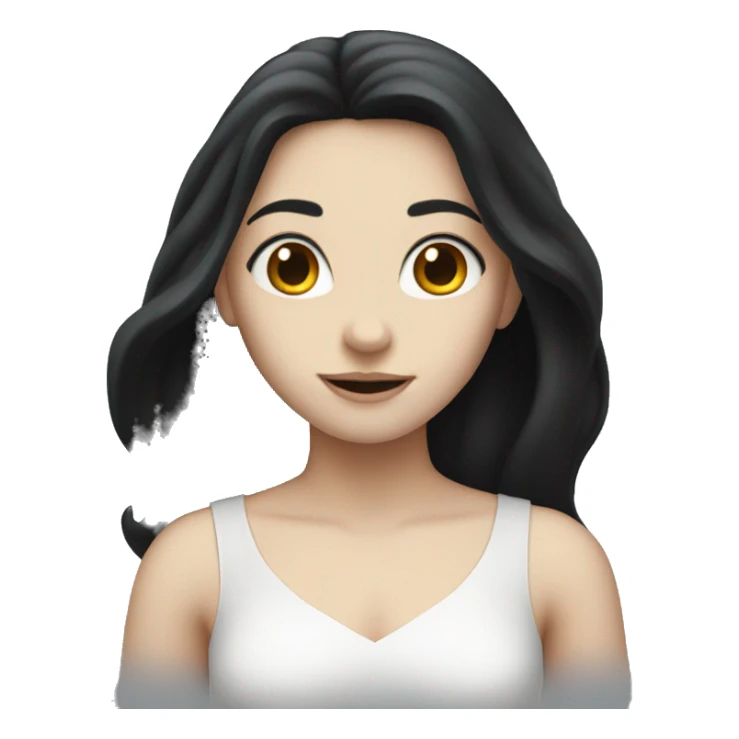 Pale girl with long black hair shaking  sticker