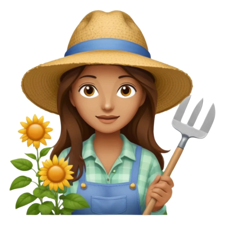 long brown hair woman Gardening sticker