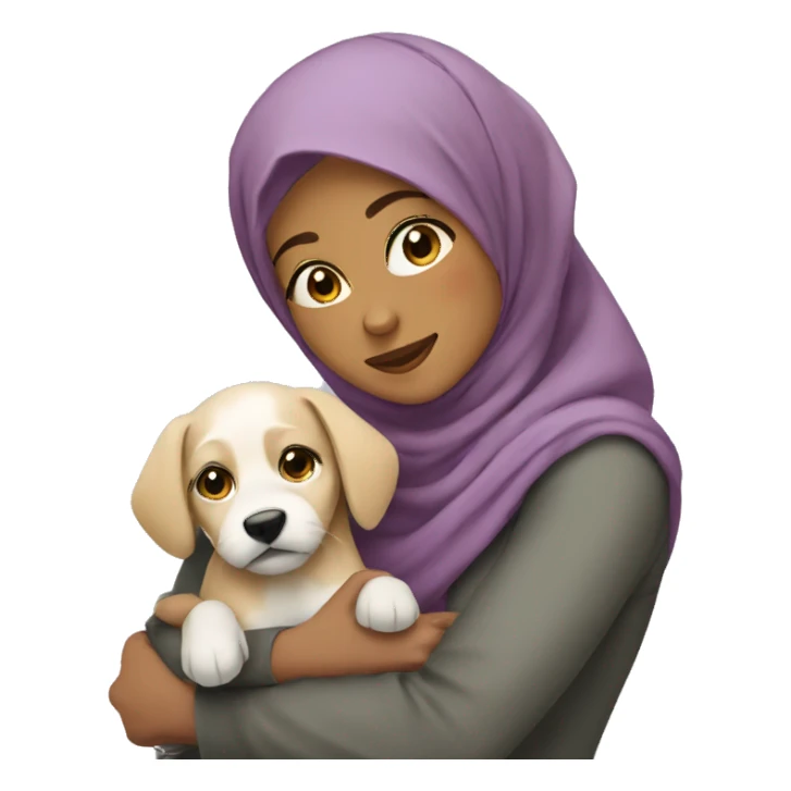 pretty woman with hijab hugging a dog sticker