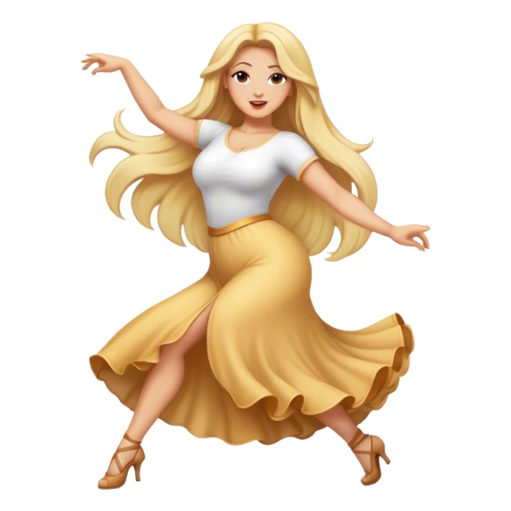 Curvy blonde long hair sfw dancing sticker