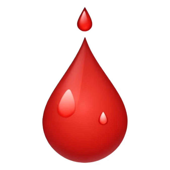 blood drop emoji, bright red, simple and cute sticker