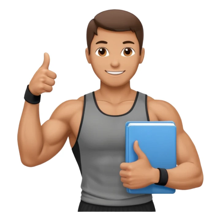 fitness trainer with training plan giving thumbs up sticker