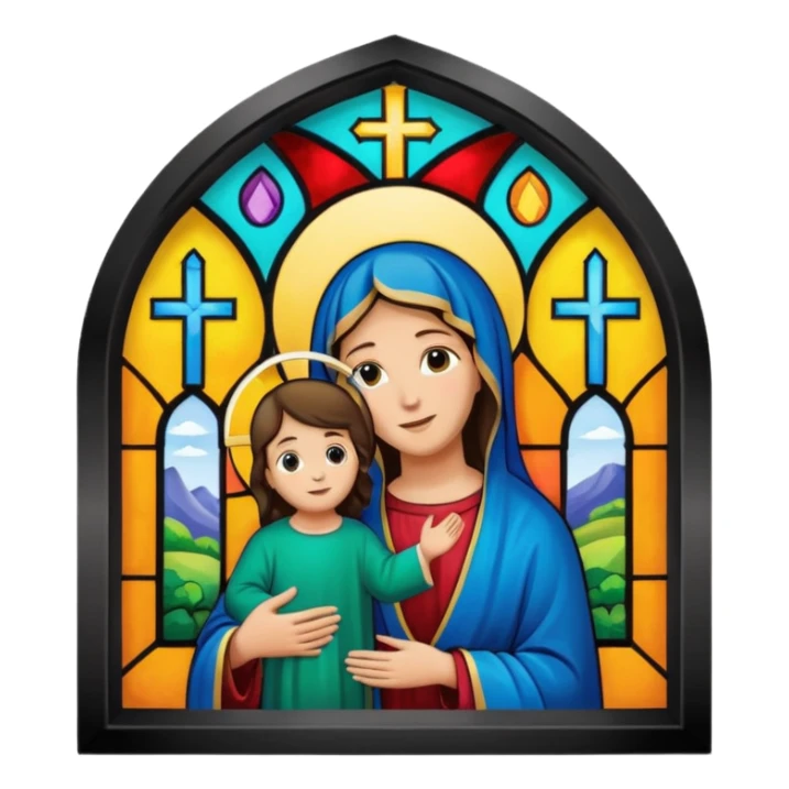 St Mary and Jesus image in a colourful church window sticker