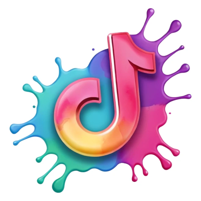 Realistic, watercolor, tiktok logo sticker