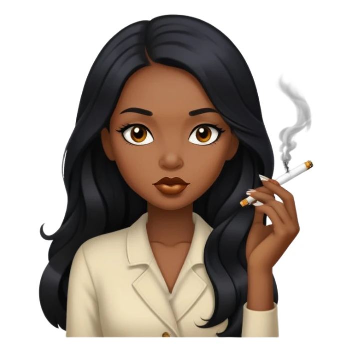 Black girl with long back hair smoking  sticker