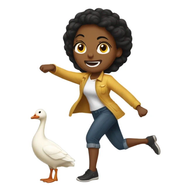 Light-skinned Black woman punching a goose sticker