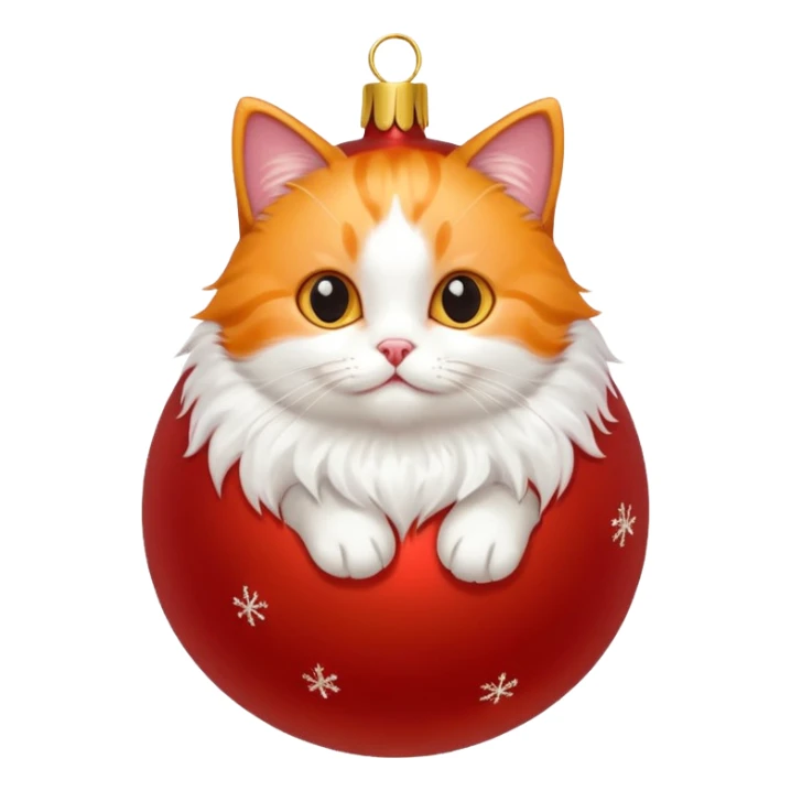 cute cat playing with a christmas ornaments sticker
