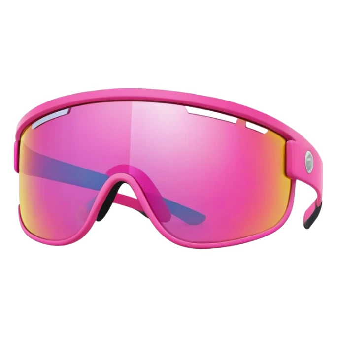 sporty pink shield visor sunglasses with bold thick frame, athletic design, reflective one-piece lens sticker