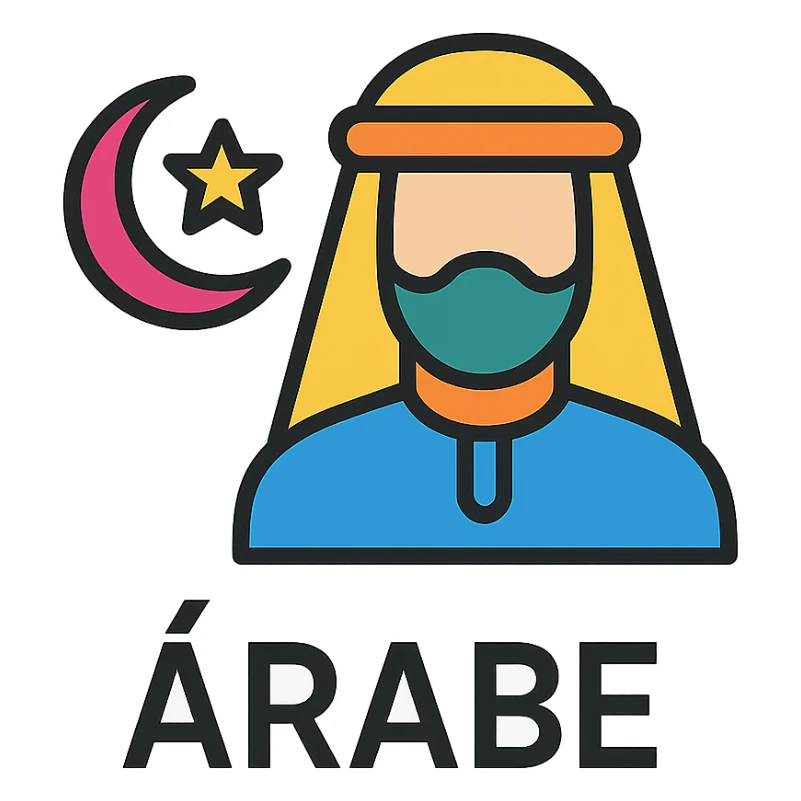 the word 'Árabe' in a clean, modern icon style, bold lines, simple and easily recognizable sticker