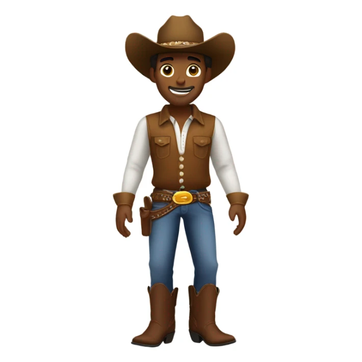 Brown skinned cow boy with cowboy hat and cowboy boots on sticker