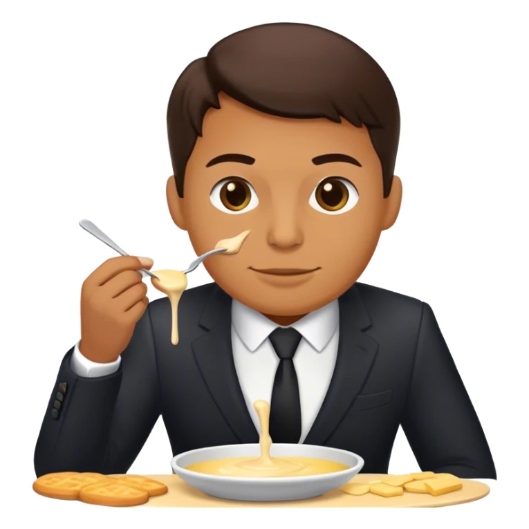 Bank manager eating Fondue sticker