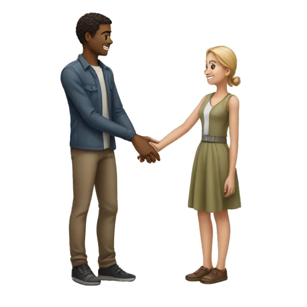 Young man giving a hand to a young woman sticker