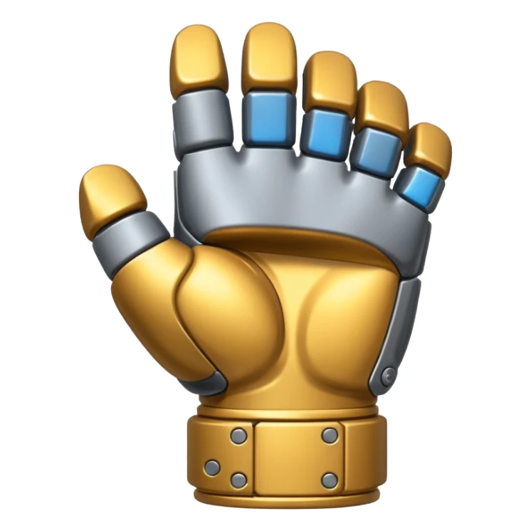 bulky mechanical fist, back view, emoji style sticker