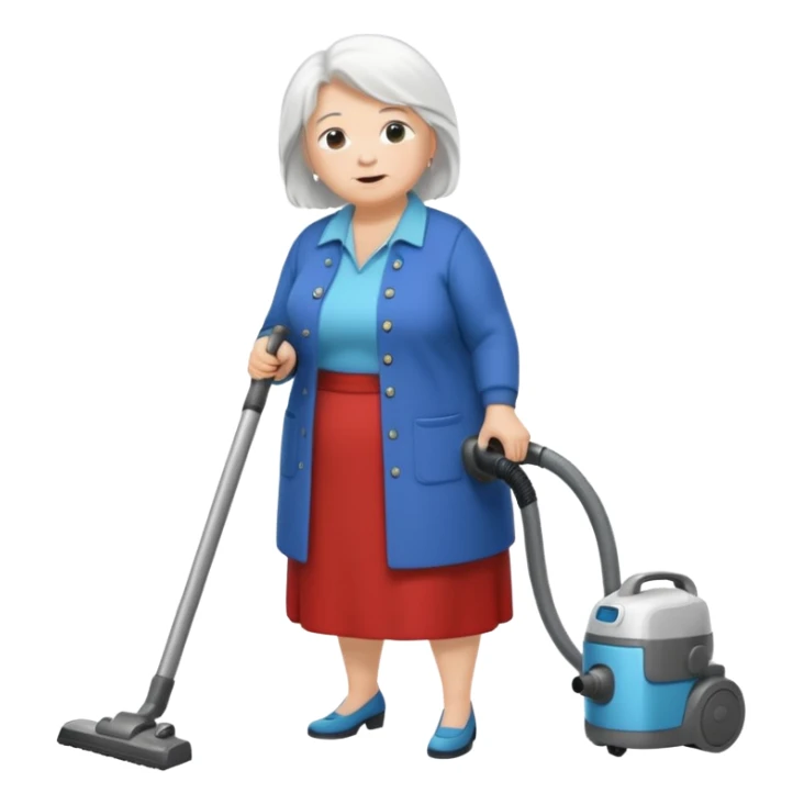 White hair cubby lady modern clothes older chubby ed lady vaccum sticker