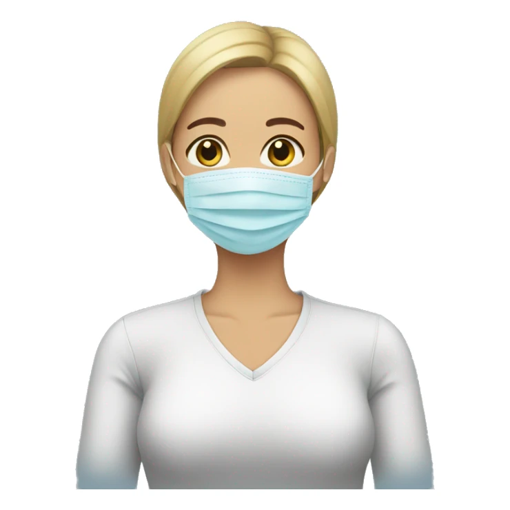 Woman putting a face mask on sticker