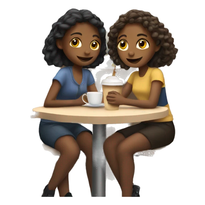 2 girls sitting in a cafe sticker