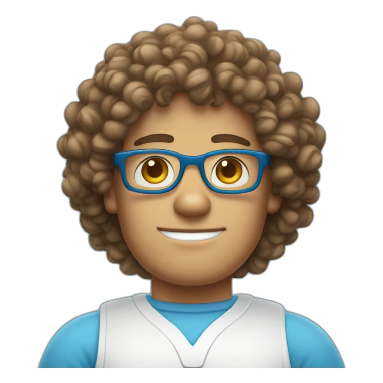 Curly haired blue eyedversion of Mr Clean arms crossed with glasses sticker