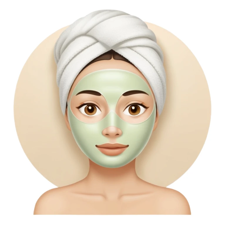 Lady with face cream pale olive mask spa beauty full face relaxing sticker