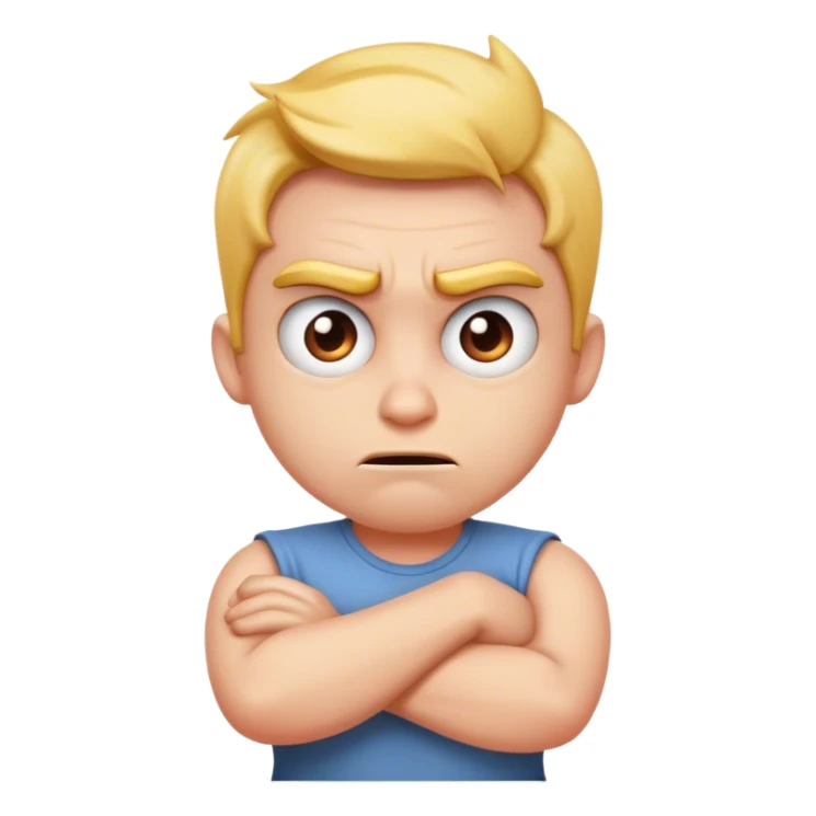 Sarcastic mad face with arms crossed  sticker