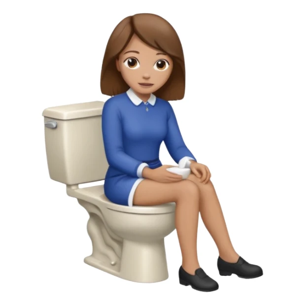 emoji femme brune peau claire sur des toilettes sticker