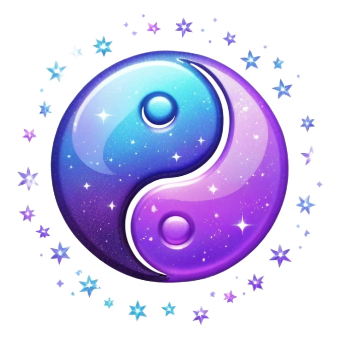 Purple yin and yang with sparkles sticker