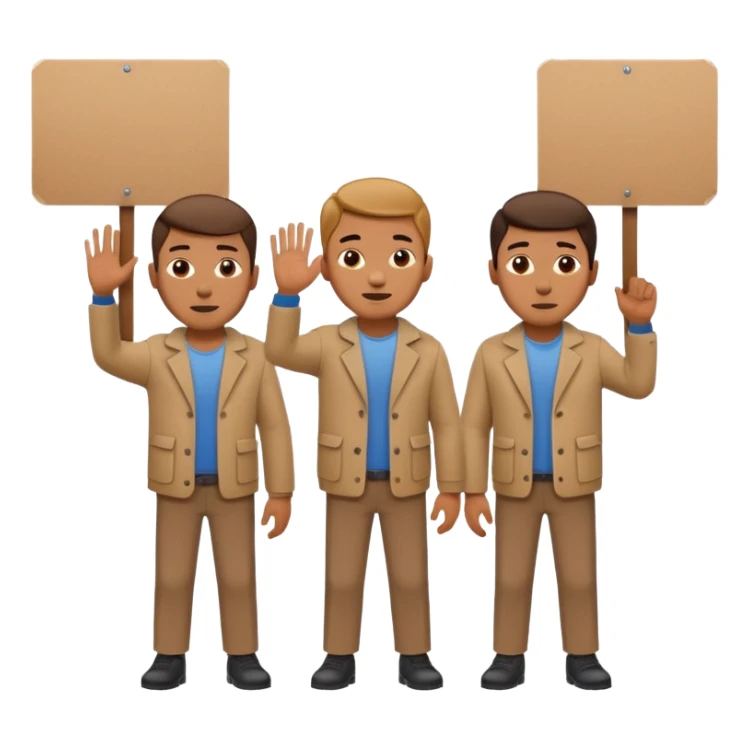 men with cardboard in hands stopping cars sticker