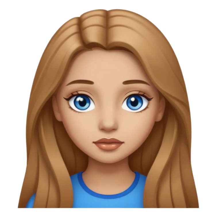 A girl with makeup, long light brown hair, blue eyes sticker