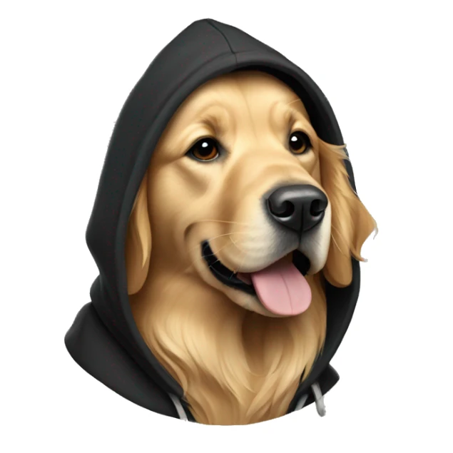 golden retriever wearing a black hoodie sticker