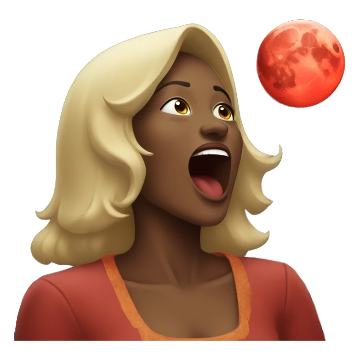 Woman howling to red moon sticker