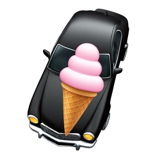 Black car with an ice cream on the hood  sticker
