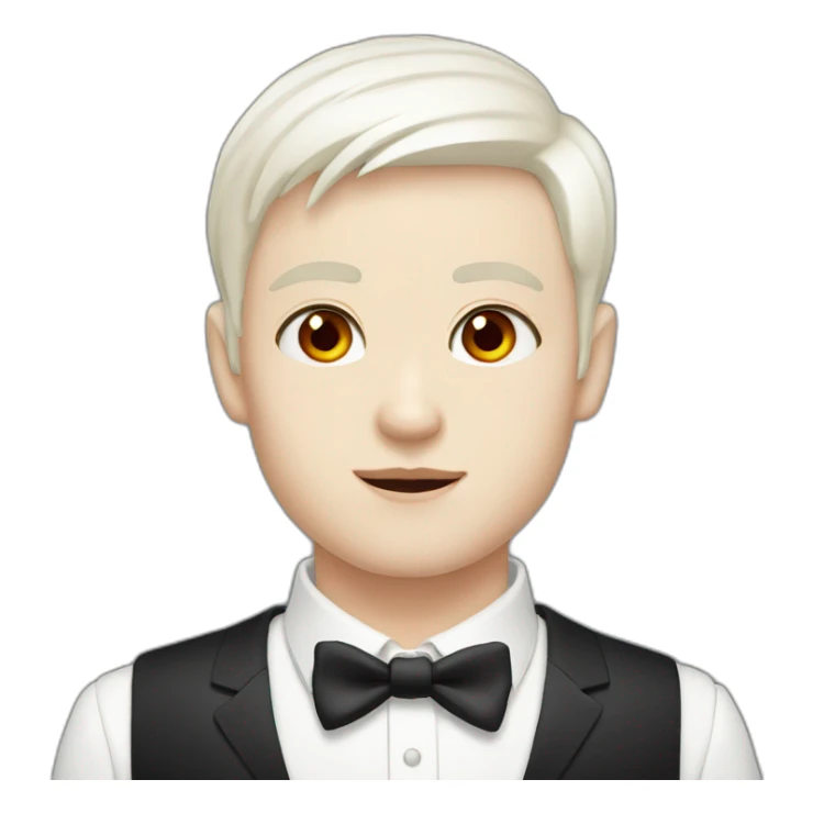 Boy, red eyes, White short hair, pale-skin, tuxedo sticker