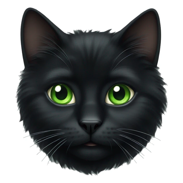 Fluffy black cat with green eyes sticker