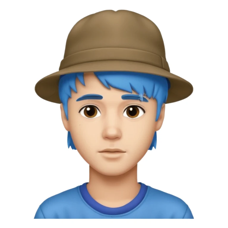 justin bieber, blue hair, hat sticker