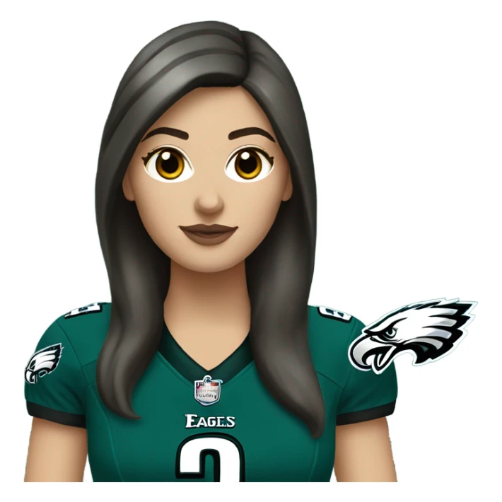  White female brunette wearing Philadelphia Eagles jersey sticker