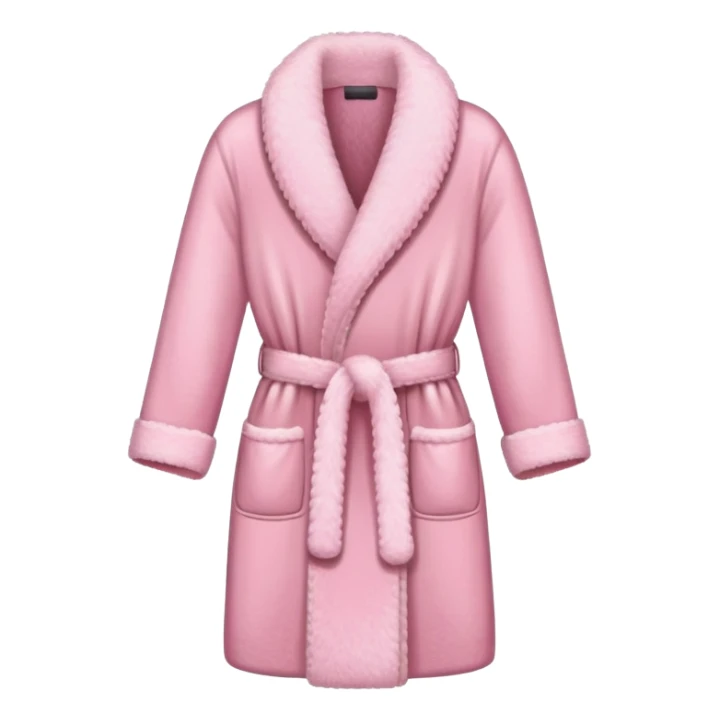 pink fluffy dressing gown with belt sticker