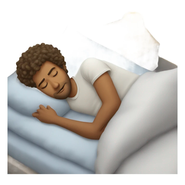 man with curly hair sleeping on a pillow sticker