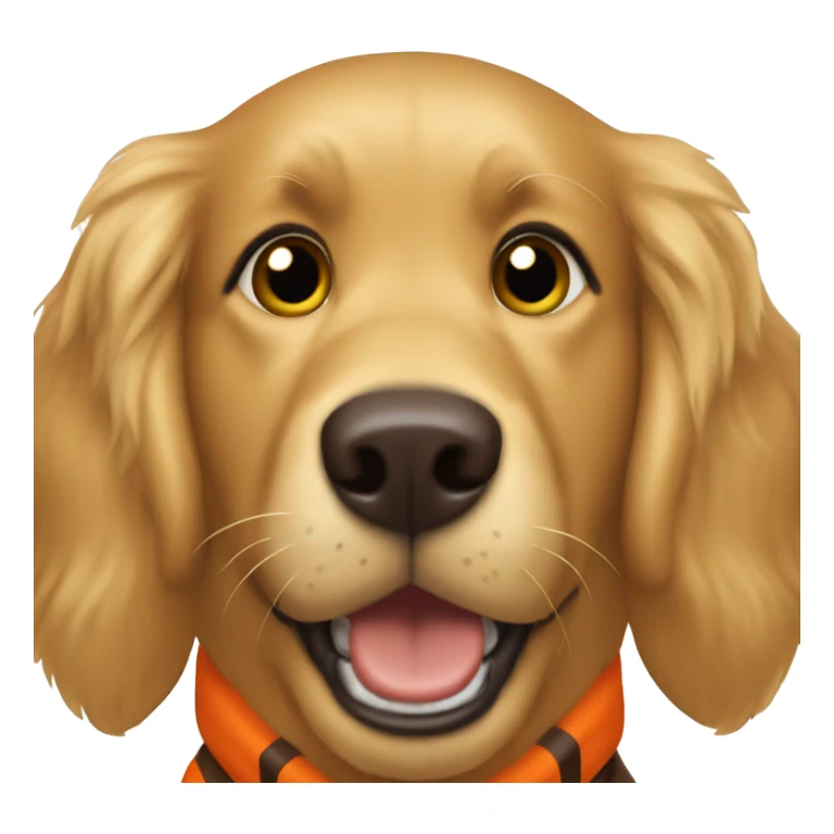Golden retriever wearing Cleveland browns uniform sticker