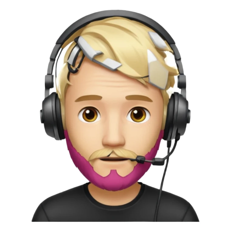 "Illustrate PewDiePie with blond hair, trimmed beard & gamer headset." sticker
