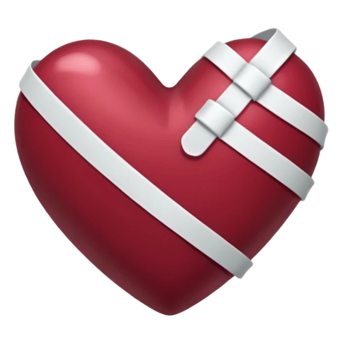 Heart bandaged burgendy shiny  sticker