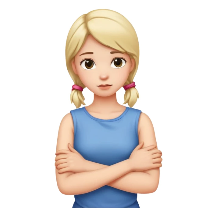 Girl crossed arms holding neck  sticker