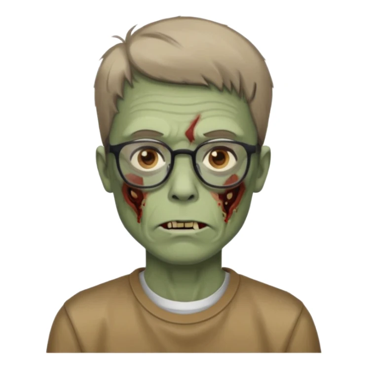 zumbi masculino, óculos fino, cabelo baixo sticker