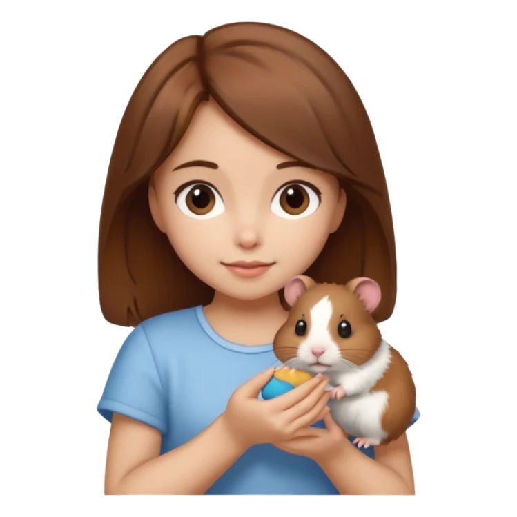A pretty brown hair  girl holding a hamster sticker