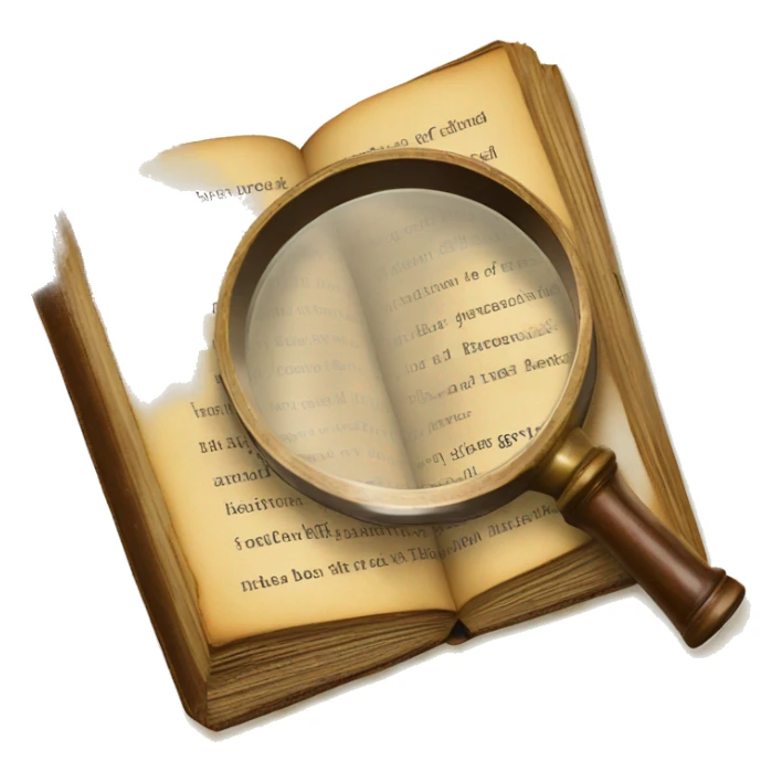 vintage book with magnifying glass sticker