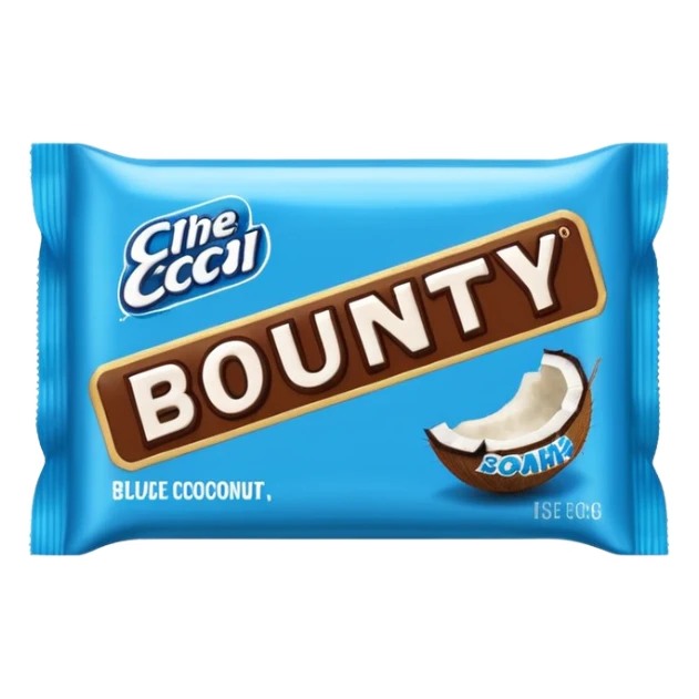 "Draw a Bounty bar in its blue wrapper with white coconut logo." sticker