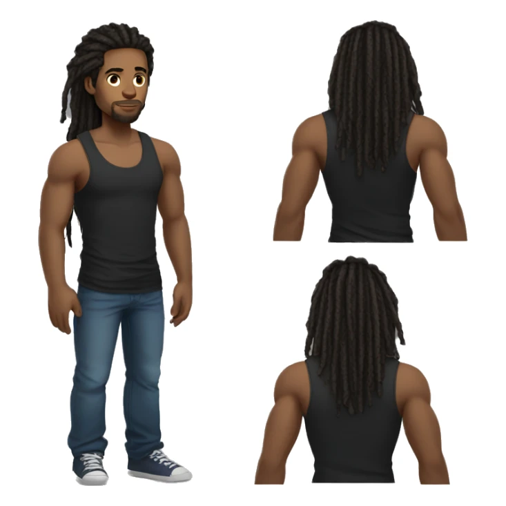 Light skinned black man with long dreads and tank top standing sticker