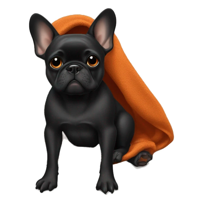 Black frenchie with burnt orange blanket  sticker