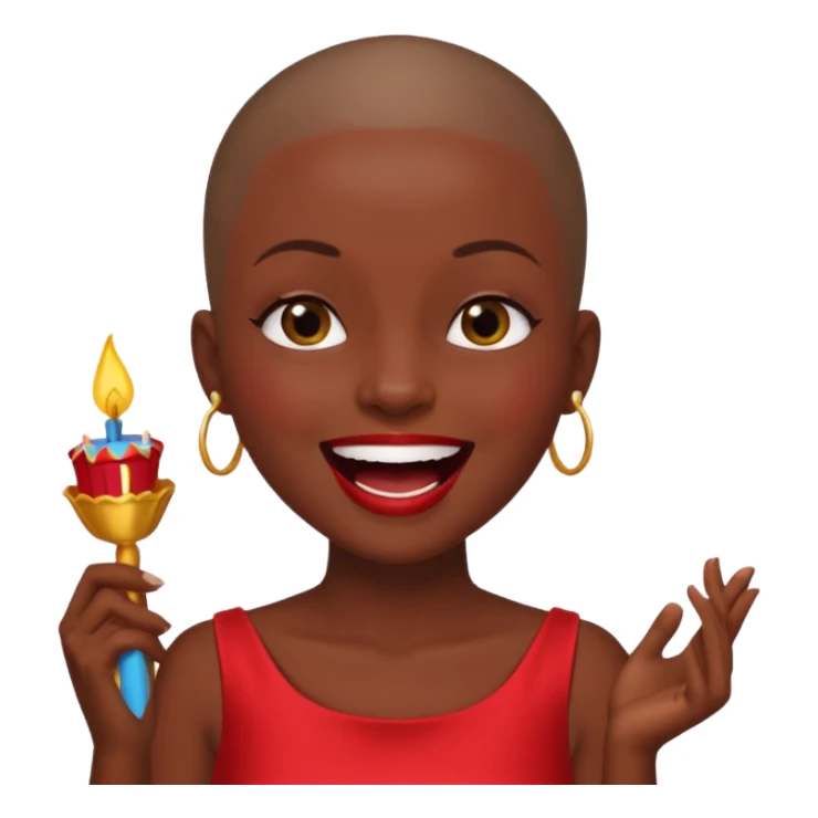 Classic mustang dark women with shaved head sing happy birthday sticker