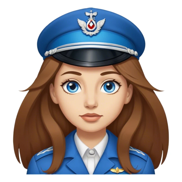 RAF female with long brown hair and blue eyes  sticker