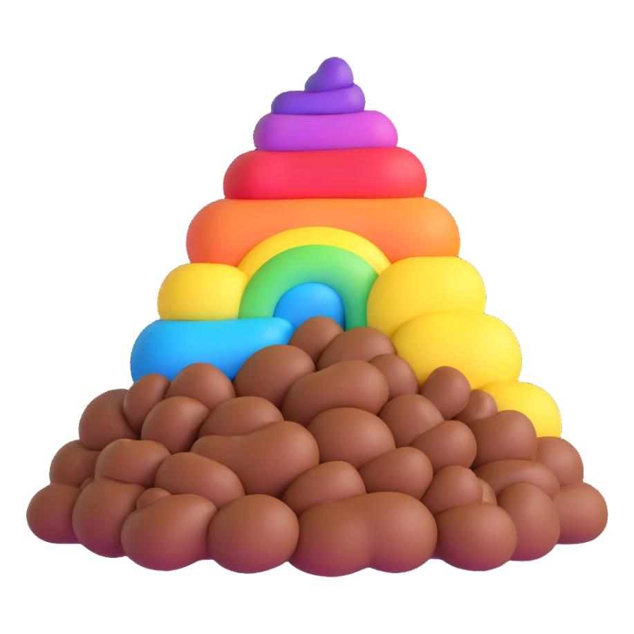 pile of poo with a bold rainbow gradient, extra vibrant colors sticker