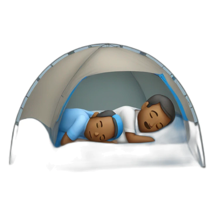 two fathers laying asleep inside a blue tent sticker